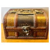 Home Decor Collection with Vintage Trinket Boxes, Wood Candle Holder, Cups, and Art Plaques