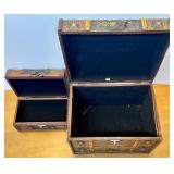 Home Decor Collection with Vintage Trinket Boxes, Wood Candle Holder, Cups, and Art Plaques