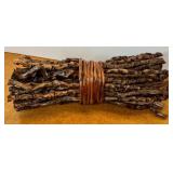 Home Decor Collection with Vintage Trinket Boxes, Wood Candle Holder, Cups, and Art Plaques