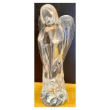 Collection of Glass Tabletop Decor Including Seiko Clock and Oil Lamp