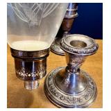 Collection of Sterling and Metal Decor Items Including Gorham Sterling Candle Holders, Photo Frames, and More