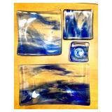 Eclectic Decorative Ceramic and Glass Tableware Collection with Serving Tray