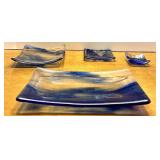 Eclectic Decorative Ceramic and Glass Tableware Collection with Serving Tray