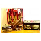Collection of Miniature Musical Instrument Figurines and Keepsake Box