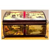 Collection of Miniature Musical Instrument Figurines and Keepsake Box
