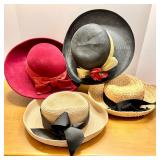 Collection of 4 Vintage Ladies Hats with Hat Stand