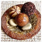 Mixed Lot Home Decor Accents Including Candle Holders, Artificial Plants, and Decorative Bowl Set