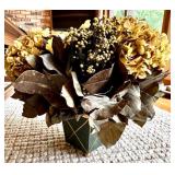 Mixed Lot Home Decor Accents Including Candle Holders, Artificial Plants, and Decorative Bowl Set