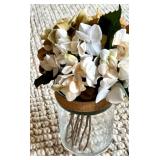 Mixed Lot Home Decor Accents Including Candle Holders, Artificial Plants, and Decorative Bowl Set