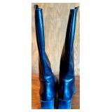 Sudini Black Leather Tall Boots Size 8.5B with Nubuck & Suede Kit