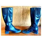 Sudini Black Leather Tall Boots Size 8.5B with Nubuck & Suede Kit