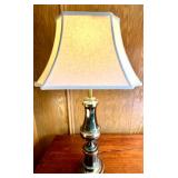 Set of 3 Brass Table Lamps with Fabric Shades