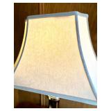 Set of 3 Brass Table Lamps with Fabric Shades