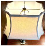 Set of 3 Brass Table Lamps with Fabric Shades
