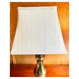 Set of 3 Brass Table Lamps with Fabric Shades