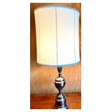 Set of 3 Brass Table Lamps with Fabric Shades