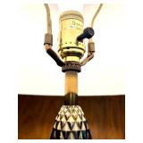 Set of 3 Brass Table Lamps with Fabric Shades