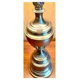 Set of 3 Brass Table Lamps with Fabric Shades