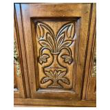 Vintage Wooden Lowboy Buffet Cabinet with Carved Floral Doors
