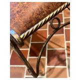 Upholstered Metal Vanity Bench with Scrollwork Frame