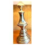 Pair of Brass Table Lamps with White Fabric Shades