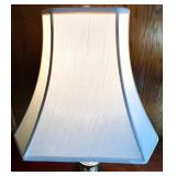Pair of Brass Table Lamps with White Fabric Shades