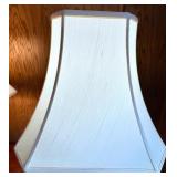 Pair of Brass Table Lamps with White Fabric Shades