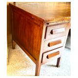 Vintage Wooden Office Desk with 7 Drawers