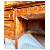 Vintage Wooden Office Desk with 7 Drawers