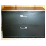 2-Drawer Black Lateral Filing Cabinet with Wood Top