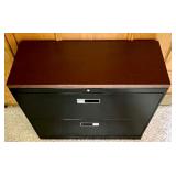 2-Drawer Black Lateral Filing Cabinet with Wood Top