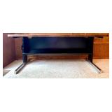 Wood Grain Laminate Office Desk with Metal Legs and Lower Shelf