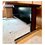 Wood Grain Laminate Office Desk with Metal Legs and Lower Shelf