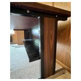 Wood Grain Laminate Office Desk with Metal Legs and Lower Shelf