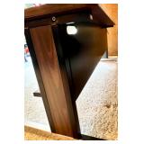 Wood Grain Laminate Office Desk with Metal Legs and Lower Shelf