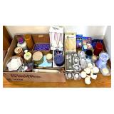 Large Assorted Lot of Candles, Tea Lights, Holders, and Flameless LED Tea Lights