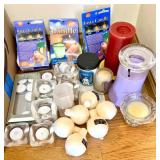 Large Assorted Lot of Candles, Tea Lights, Holders, and Flameless LED Tea Lights
