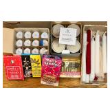 Large Assorted Lot of Candles, Tea Lights, Holders, and Flameless LED Tea Lights