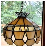 Vintage Stained Glass Pendant Lamp with Chain and Canopy