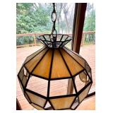 Vintage Stained Glass Pendant Lamp with Chain and Canopy