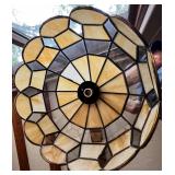 Vintage Stained Glass Pendant Lamp with Chain and Canopy
