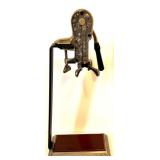 Heavy-Duty Vintage Style Tabletop Wine Bottle Corker with Ornate Metal Base and Wine Art