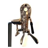 Heavy-Duty Vintage Style Tabletop Wine Bottle Corker with Ornate Metal Base and Wine Art