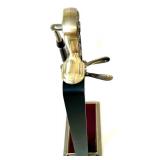 Heavy-Duty Vintage Style Tabletop Wine Bottle Corker with Ornate Metal Base and Wine Art
