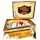 Vintage Pinback Buttons and Keychains Collection with Cigar Boxes