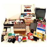 Large Collection of Vintage Matchbooks and Matchboxes with Decorative Seahorse Box
