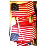 Patriotic American Flag Lot with Decorative Tubs and Mini Flags