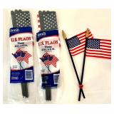 Patriotic American Flag Lot with Decorative Tubs and Mini Flags