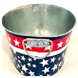 Patriotic American Flag Lot with Decorative Tubs and Mini Flags