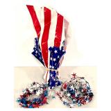 Patriotic American Flag Lot with Decorative Tubs and Mini Flags